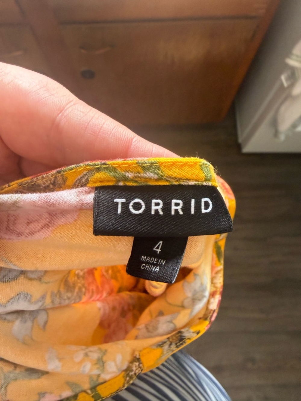 Torrid Yellow Floral Blouse with Peach Accents